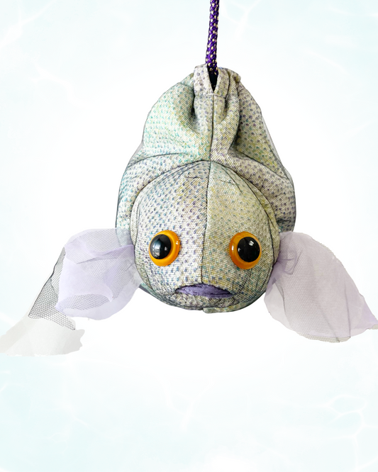 金魚バッグ 絞り着物 緑紫