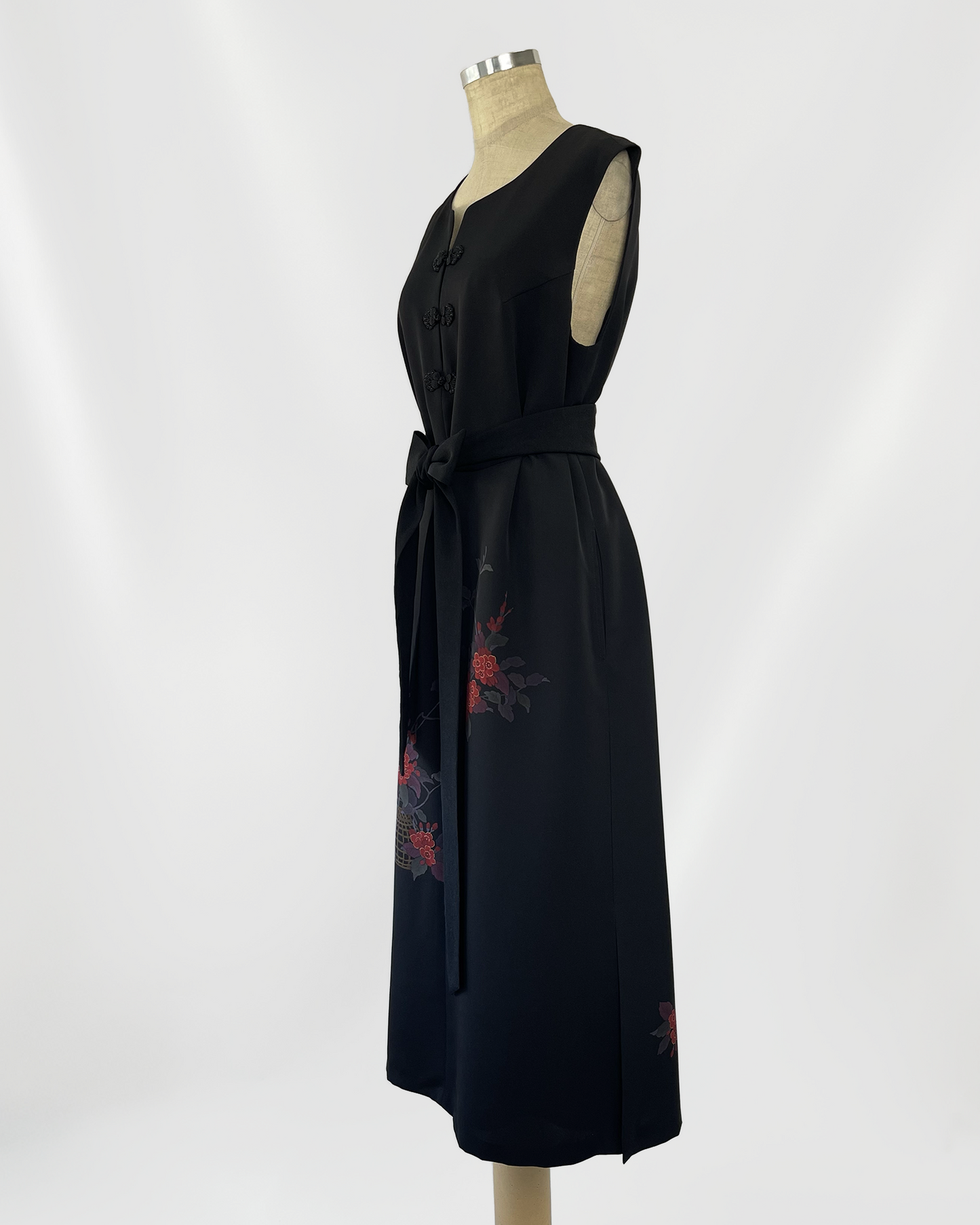 正絹 反物仕立て チャイナ風ロングワンピース