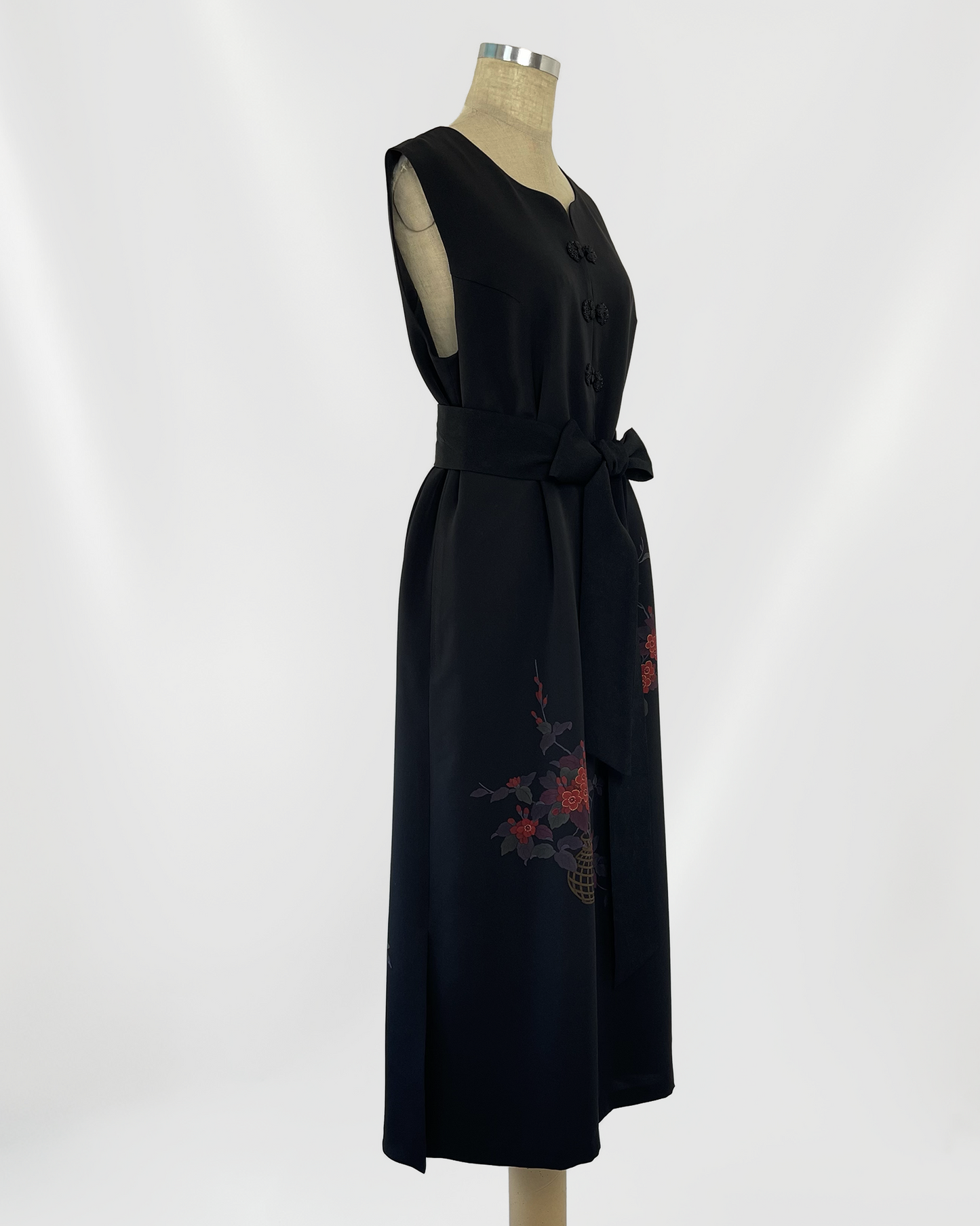 正絹 反物仕立て チャイナ風ロングワンピース