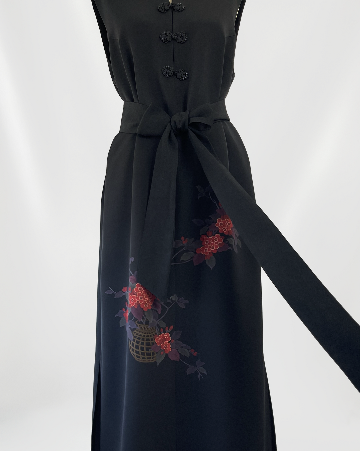 正絹 反物仕立て チャイナ風ロングワンピース