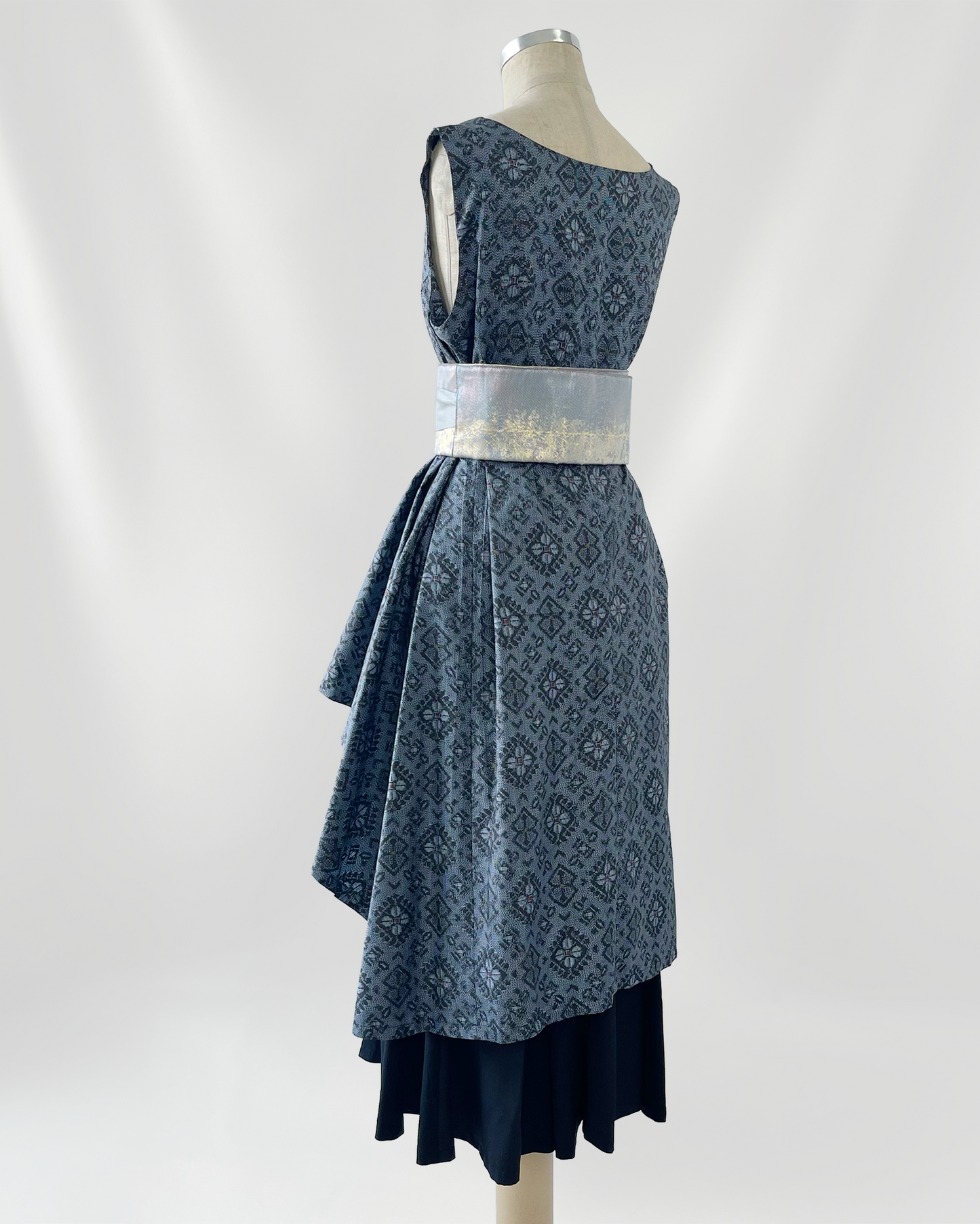 大島紬 重ねフレアワンピース