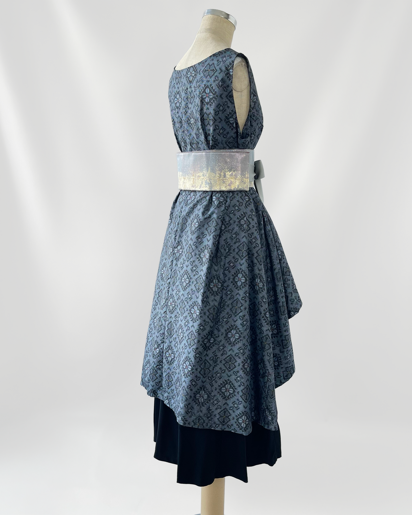 大島紬 重ねフレアワンピース