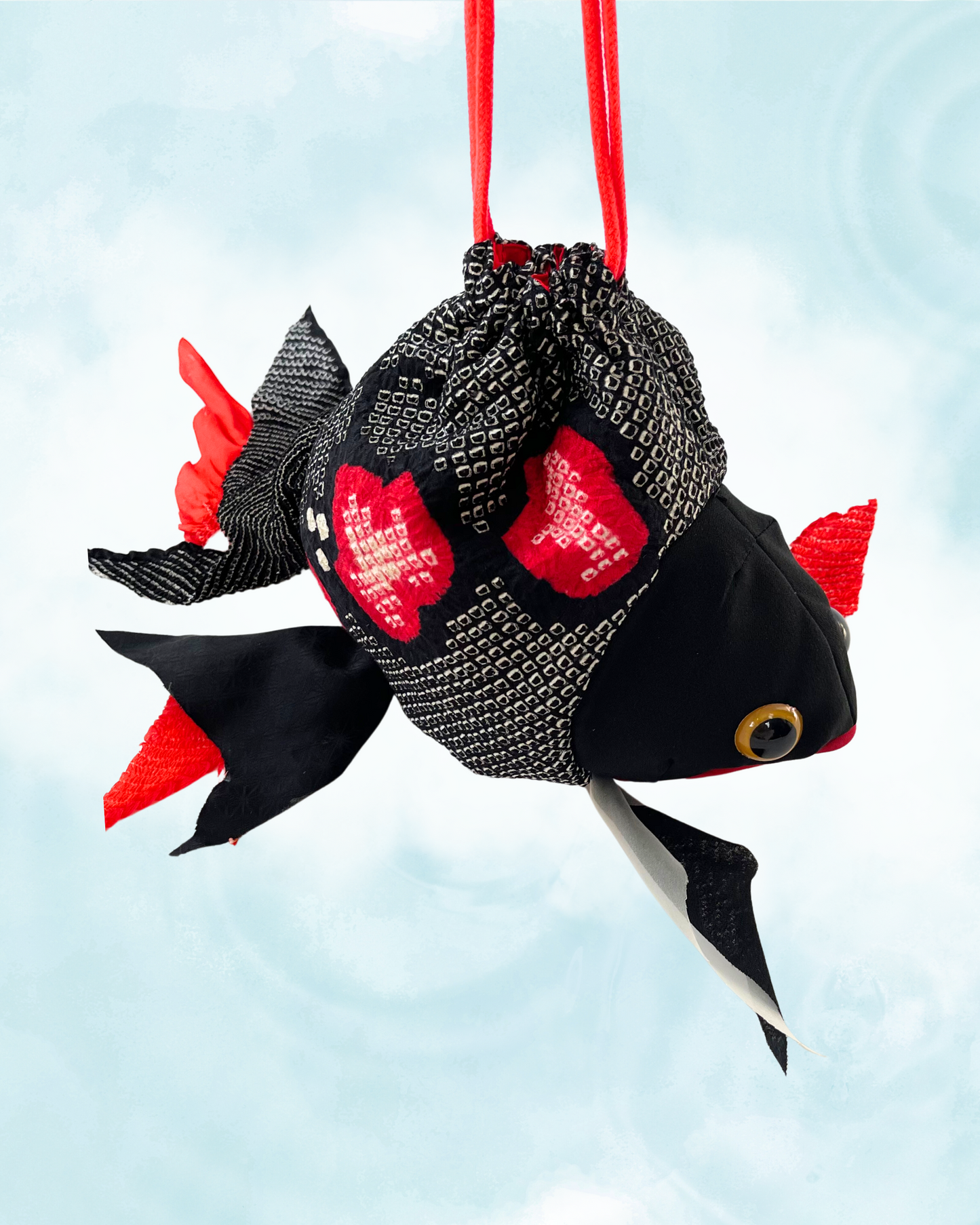 金魚ポーチバッグ / 黒絞り