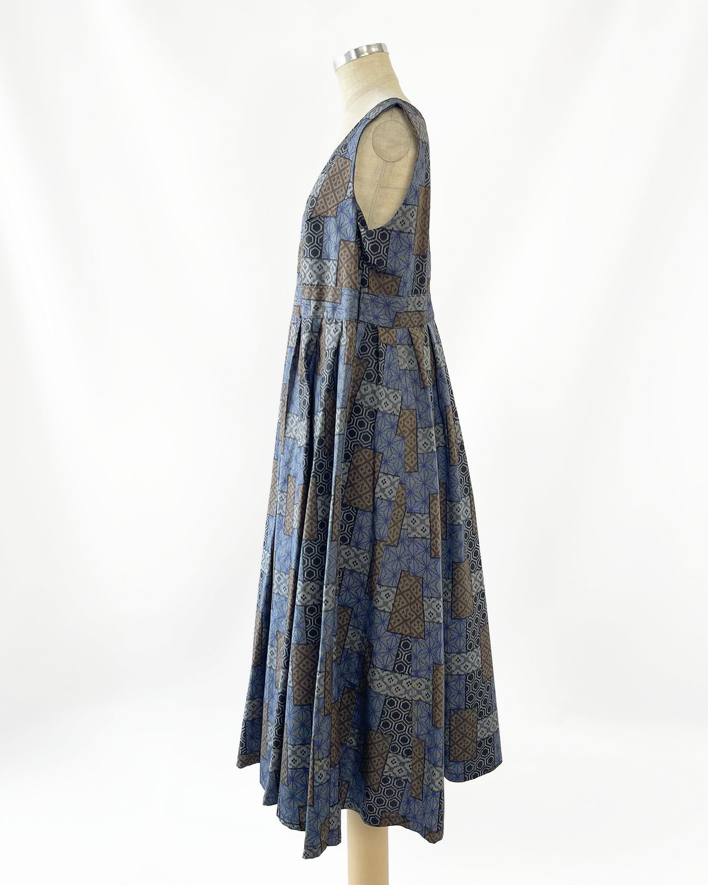 大島紬 フレアロングワンピース