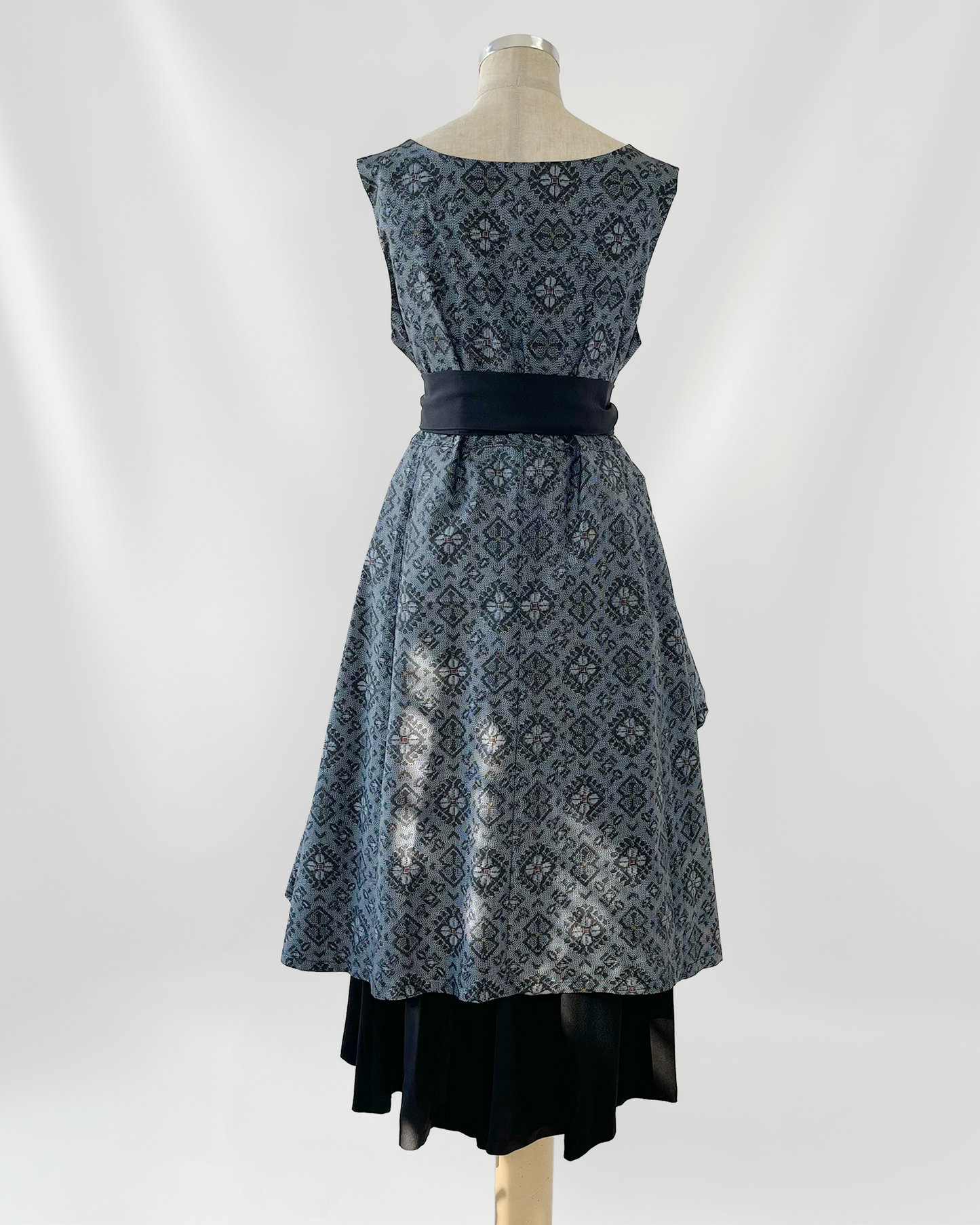 大島紬 重ねフレアワンピース