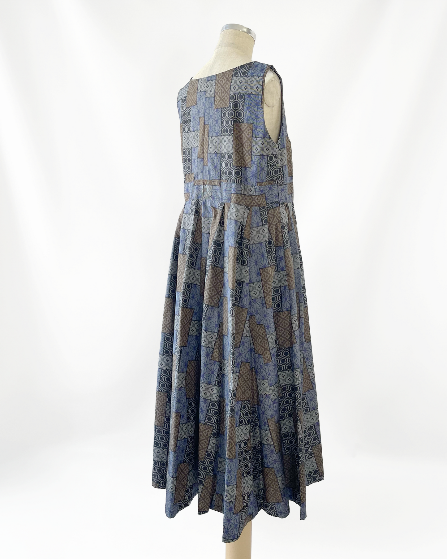 大島紬 フレアロングワンピース