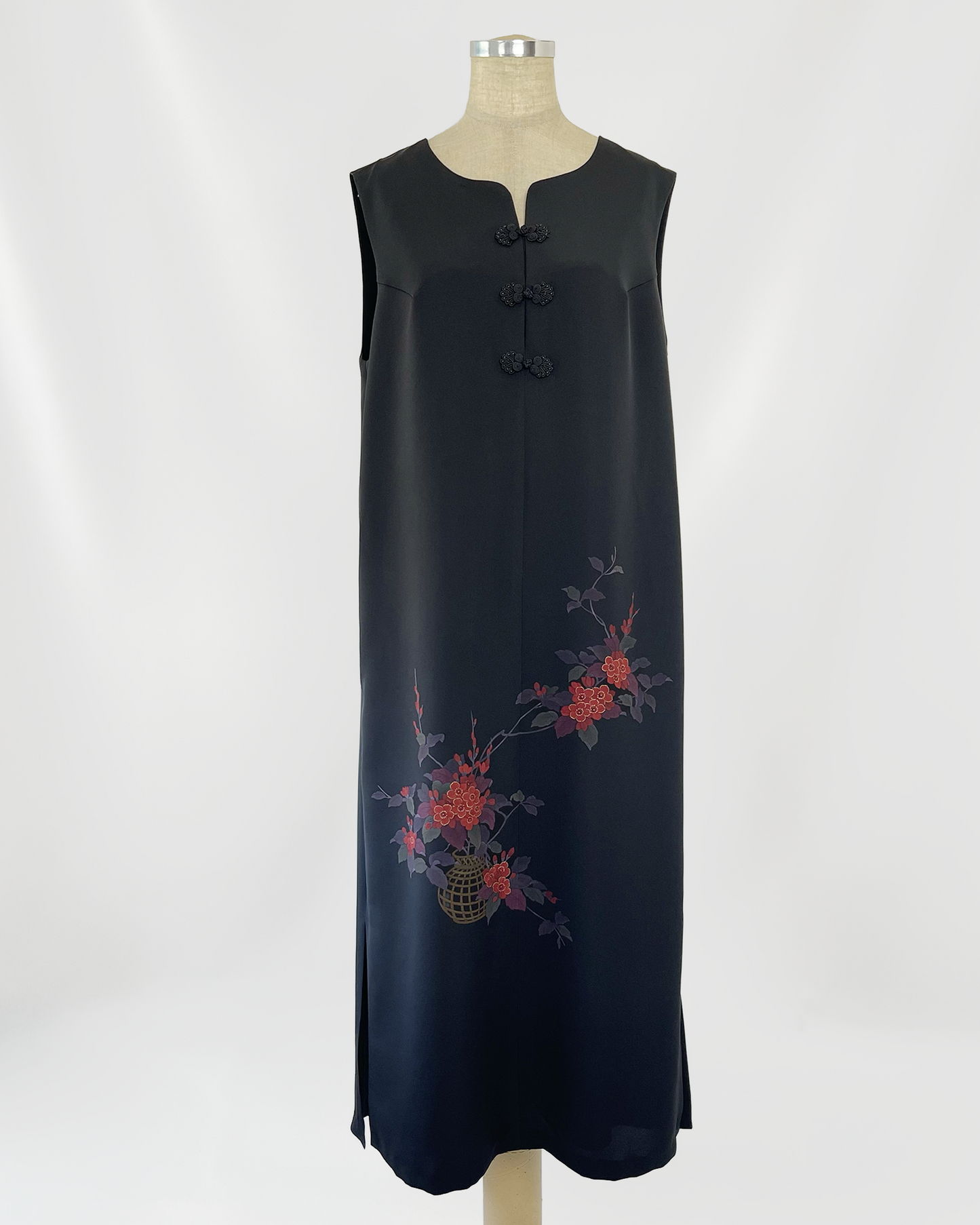 正絹 反物仕立て チャイナ風ロングワンピース