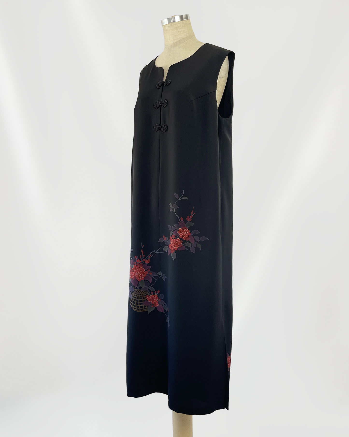 正絹 反物仕立て チャイナ風ロングワンピース