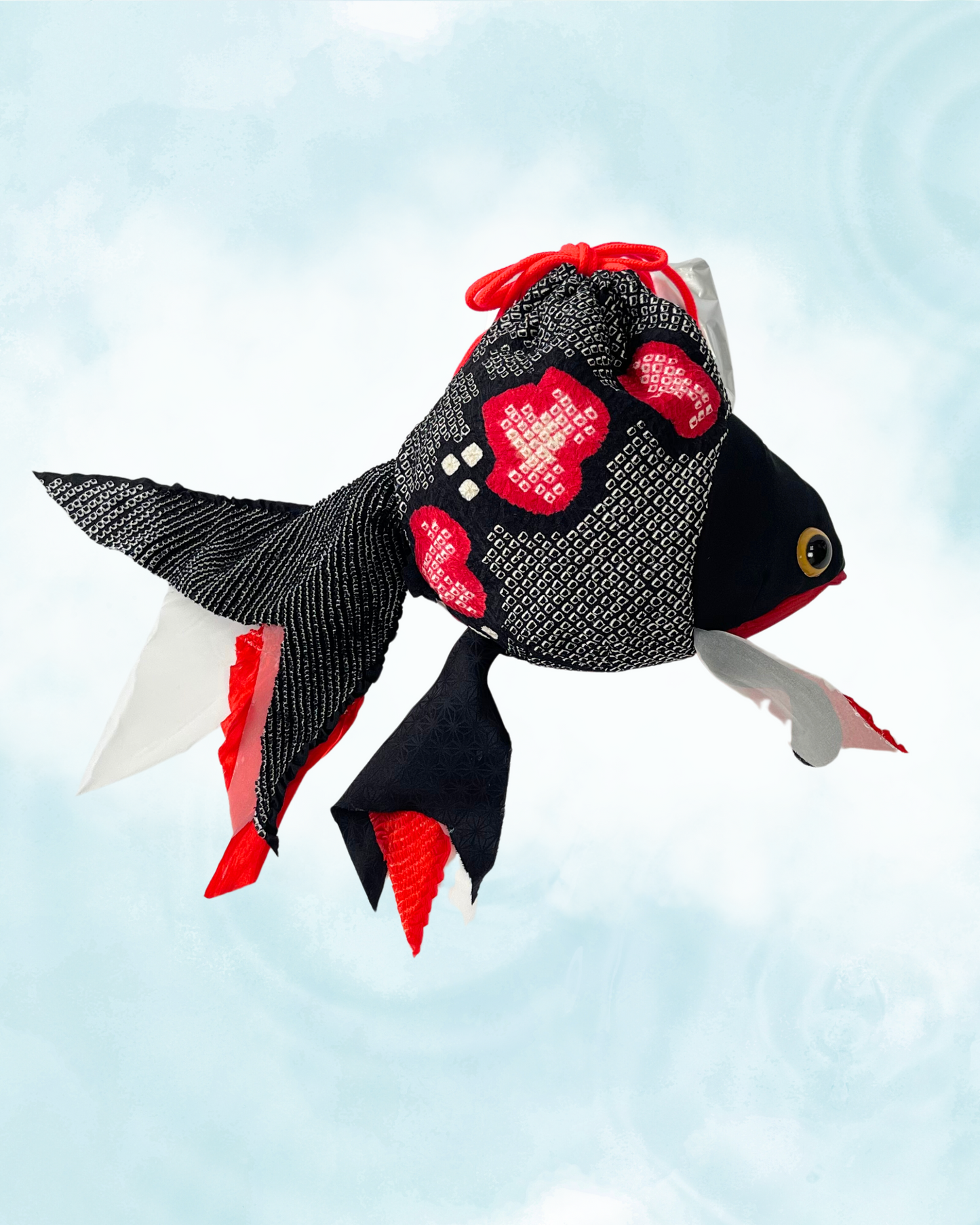 金魚ポーチバッグ / 黒絞り