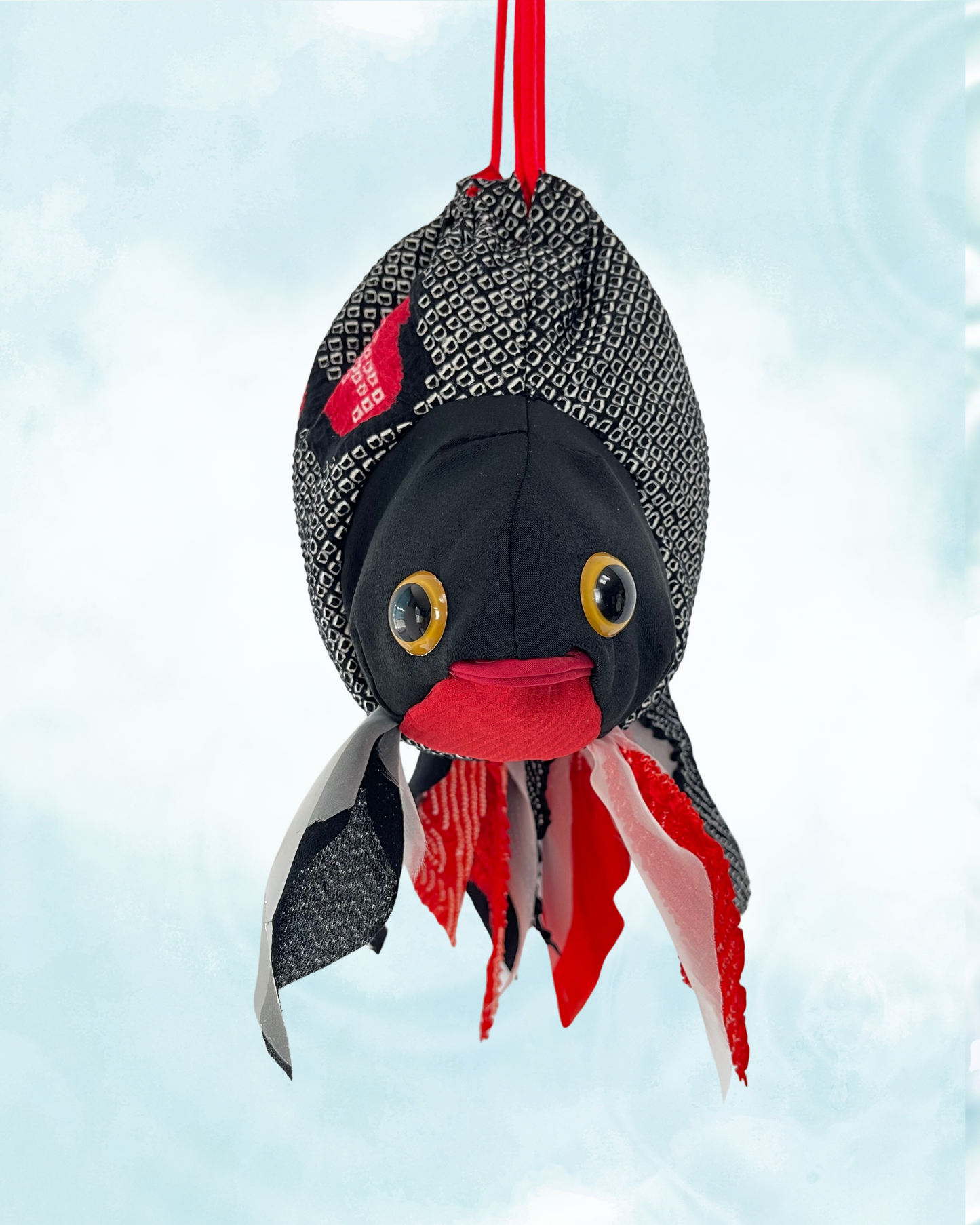 金魚ポーチバッグ / 黒絞り