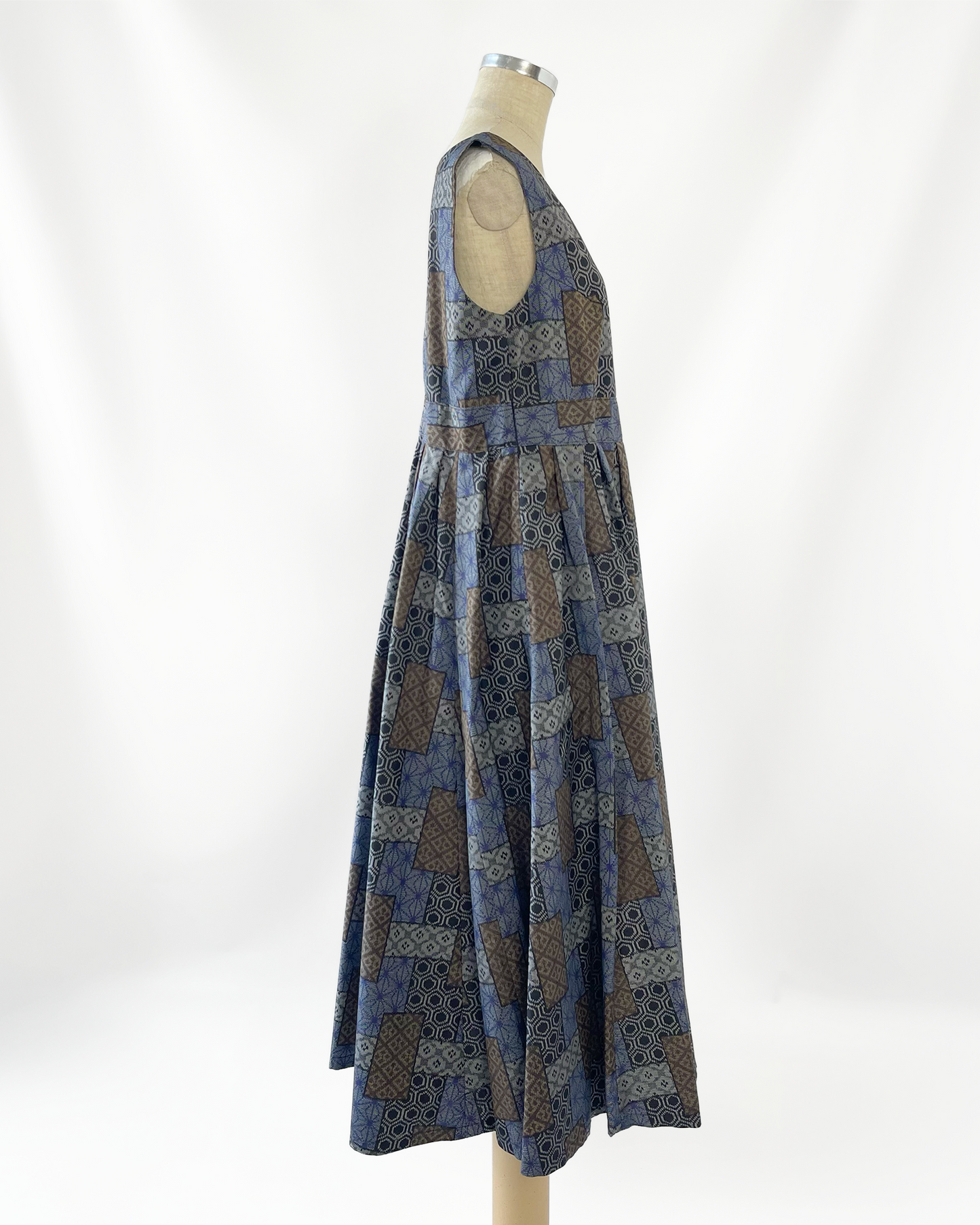 大島紬 フレアロングワンピース