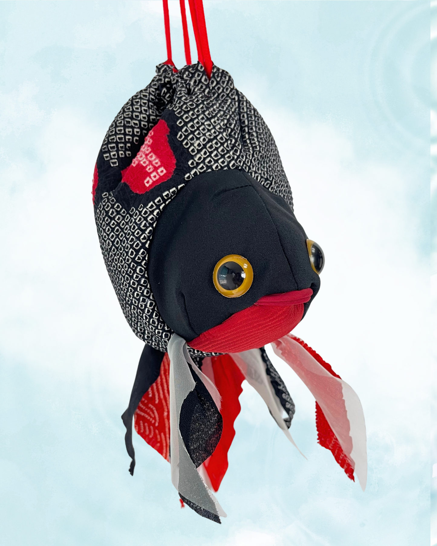 金魚ポーチバッグ / 黒絞り