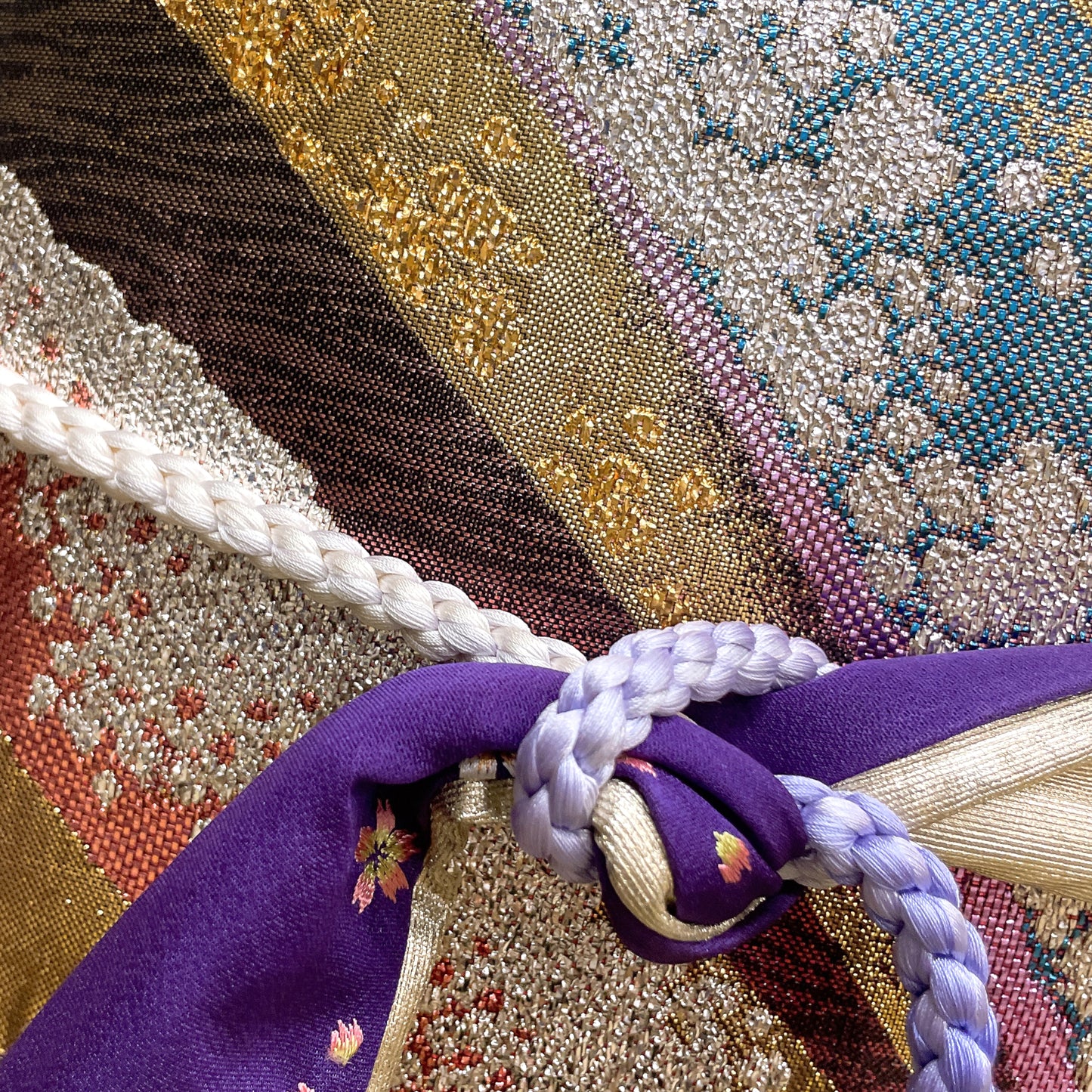 ラメ糸煌めく キラキラ刺繍帯 リバーシブル サッシュベルト ウエスト 65〜95cm  着物リメイクJ70905