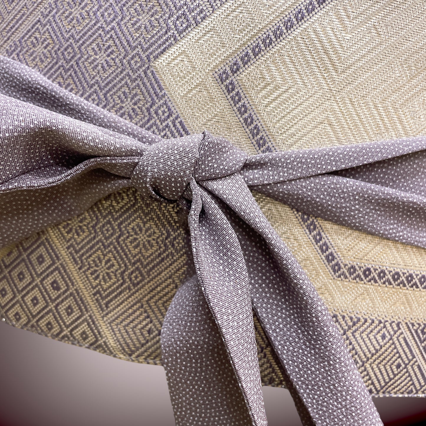 佐賀錦 正絹 煌めく刺繍帯 サッシュベルト リボン鮫小紋 高級感 ウエスト 65〜95cm J70909