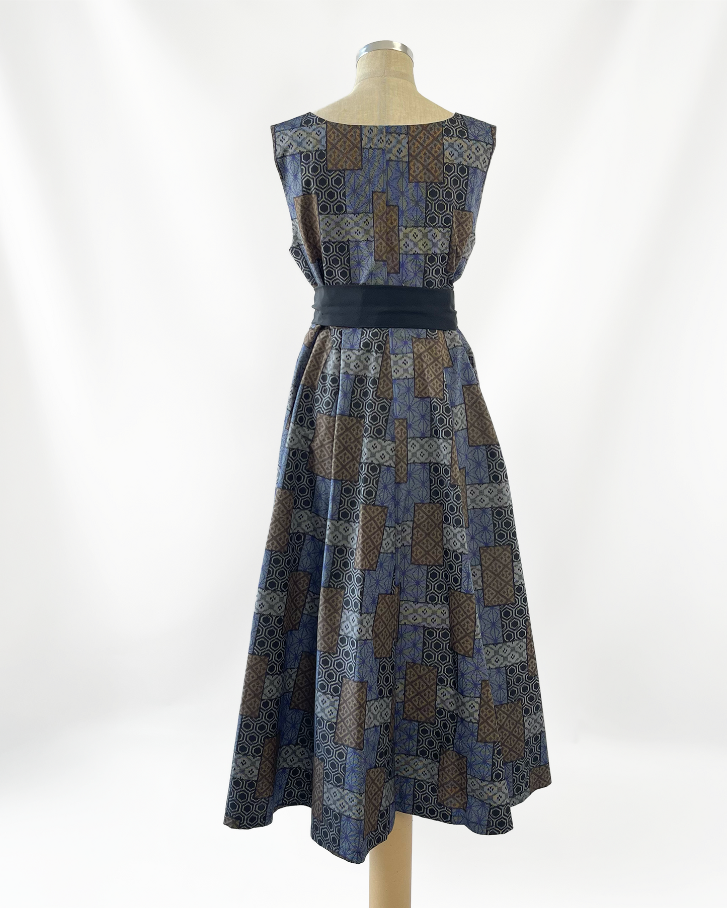 大島紬 フレアロングワンピース