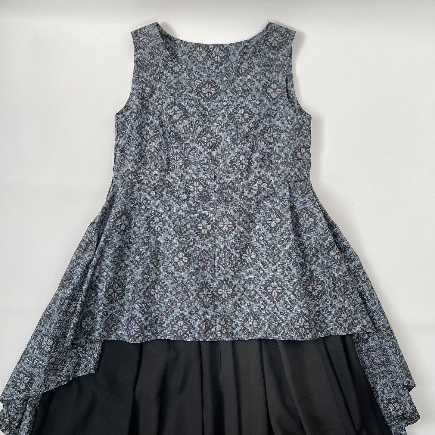 大島紬 重ねフレアワンピース