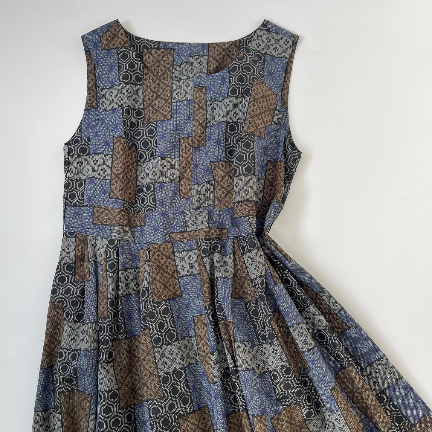 大島紬 フレアロングワンピース