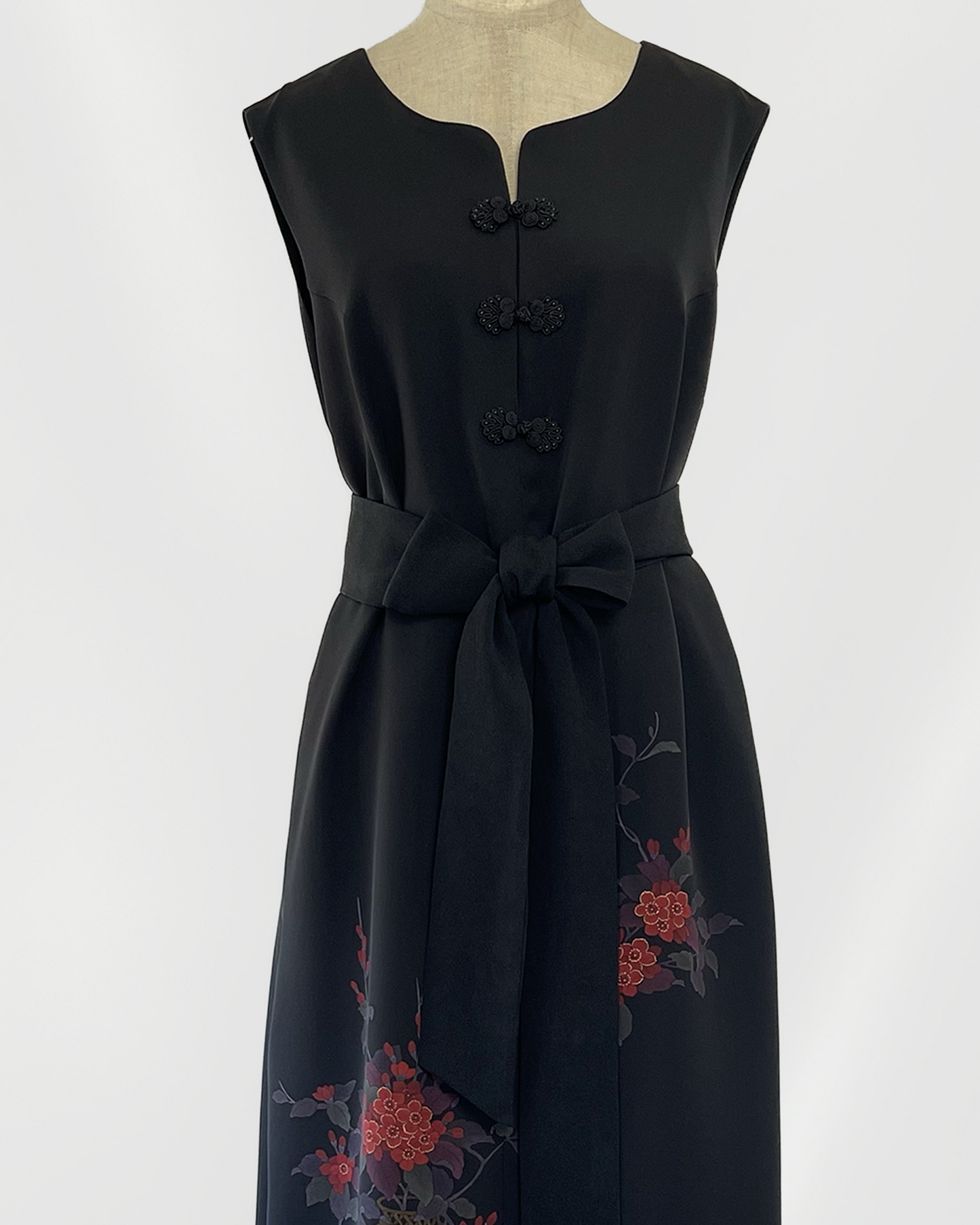 正絹 反物仕立て チャイナ風ロングワンピース