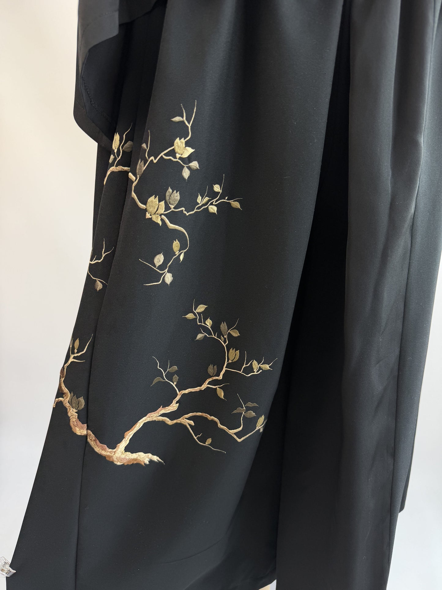 黒無地×枝金刺繍 フレアワイドパンツ セットアップ