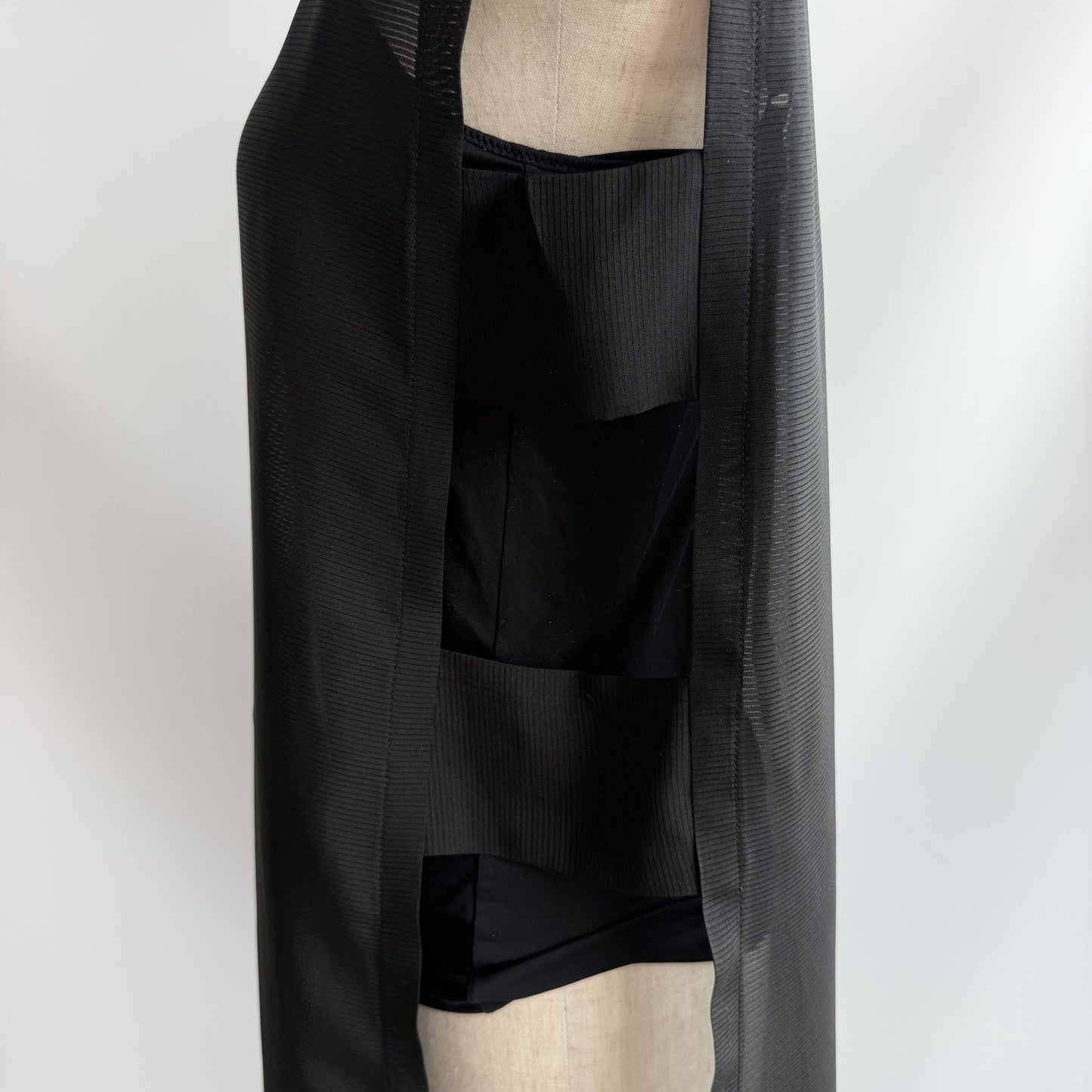 黒絽 レイヤードロングジレ ストレート シアー着物 Kimono sheer Layered Long Gilet