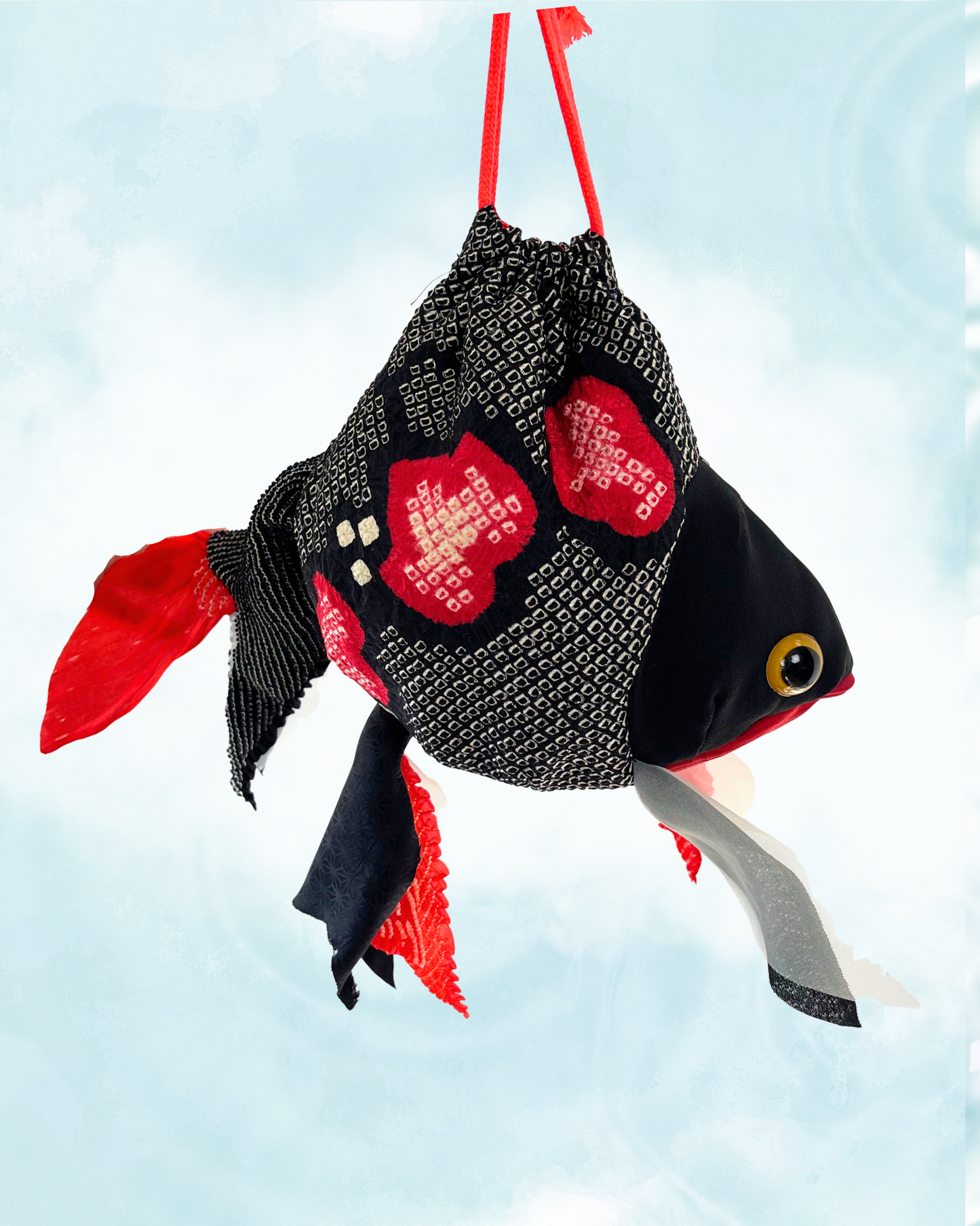 金魚ポーチバッグ / 黒絞り