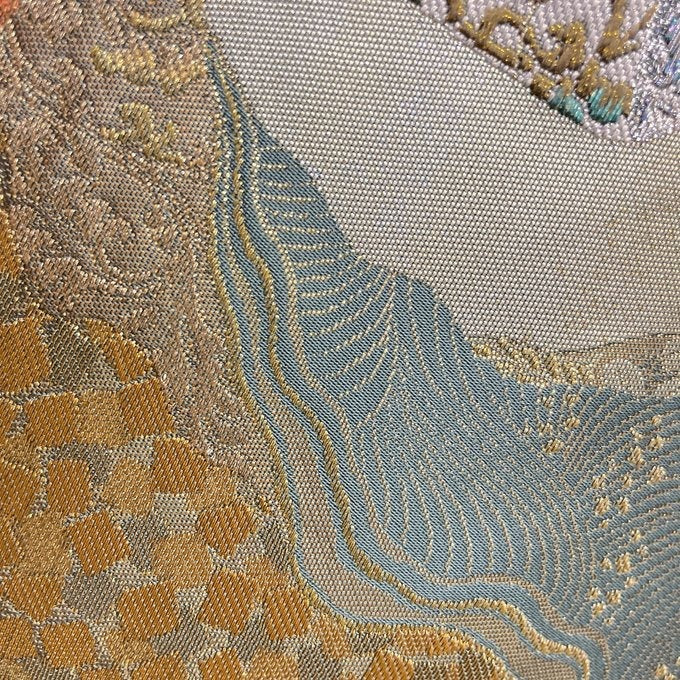 贅沢刺繍 シルバーグリーンサッシュベルト リバーシブル