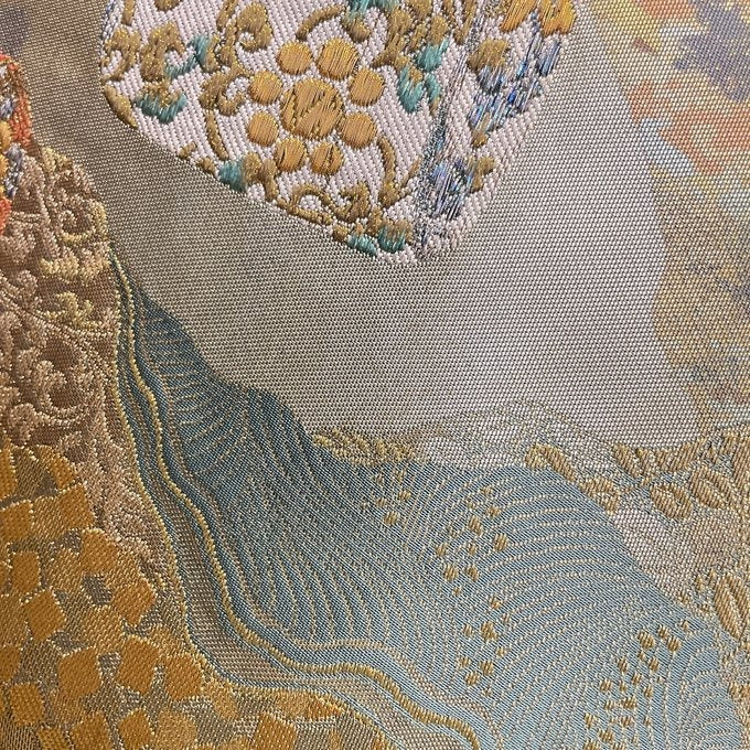 贅沢刺繍 シルバーグリーンサッシュベルト リバーシブル