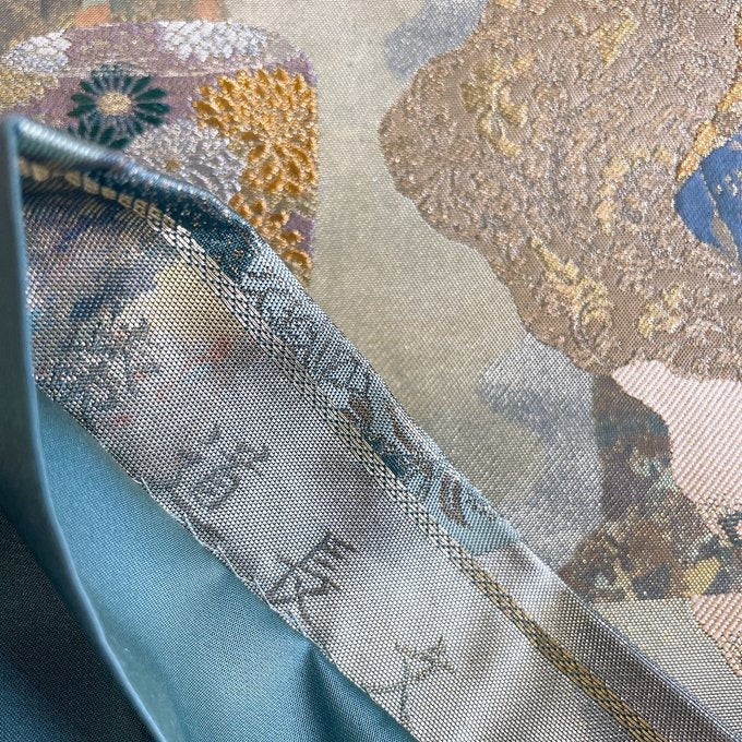 贅沢刺繍 シルバーグリーンサッシュベルト リバーシブル